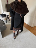 Elegant Fur Shawl Skirt Women's Suit Fashionable Solid Loose Shawl Fitted Fur-Lined Midi Skirt Set Autumn Winter Female