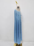 High End Parties Blue Tassel Accent Strapless Maxi Dresses for Women Sleeveless Backless Slimming Skirt for Formal Events