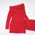 Sexy Christmas Dress Women Ruched Elegant Ribbon Irregular Full Sleeve Evening Skew Collar Skinny Peach Hip Bodycon