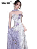 Olive Girl Purple Embroidered Dress for Garden Wedding 2026 Fairycore Photoshoot XS-XL XS-3XL Plus Size Embroidered Dramatic Silhouette Romantic Editorial Not Costume Hanfu Chinese Dress Traditional Chinese Clothing Chinese Heritage Fashion Women