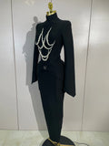 Women Celebrity Evening Party Club Prom Luxury Birthday Dresses Elegant Pearl Beaded Sexy Long Sleeve Bodycon Long Bandage Dres