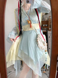 Olive Girl Yellow Flowing Sleeve Hanfu Dress for Ren Faire 2026 Garden Wedding Fairycore Photoshoot Everyday Wear S-L XS-3XL Plus Size Chinese Heritage Fashion Women