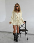 New Casual Shorts Two-piece Set Women's Ruffled Loose Tie Top Simple Shorts Set Office Lady Summer Female Shorts Set