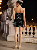 Sexy Sequin Mini Dress Metallic Shiny Glitter Party Dress Women Clothes Sparkling Evening Gown for Parties and Night Out