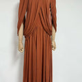 Chic Draped Maxi Dress Women Elegant Flutter Sleeve Turtleneck Patchwork Long Dresses 2026 Lady New Evening Party Gowns