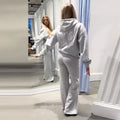 Casual Sequin Wings Hooded Sweatshirt Pant Set Women Solid Loose Full Sleeve Pullover Suit 2026 Spring Autumn Lady Daily Outfit