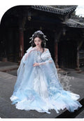 Olive Girl Blue Embroidered Hanfu Dress for Ren Faire 2026 Garden Wedding Fairycore Photoshoot Everyday Wear S-L XS-3XL Plus Size Chinese Heritage Fashion Women