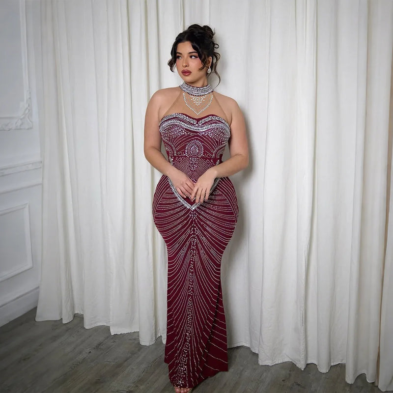 Sexy Rhinestone Patchwork Bodycon Dresses for Women Mesh See Through Sleeveless Birthday Party Evening Prom Maxi Dresses