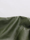 Simpel Basics Patchwork Belt Leather Jacekt for Women Lapel Long Sleeve Spliced Zippers Casual Office Coats Female