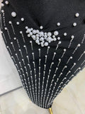 Women Sexy Black Sleeveless Backless Beading Bodycon Long Bandage Dress Evening Party Birthday Dress Elegant Knitted Vestidos i