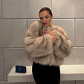 Chic Street Blogger Fashion Girls Winter Trendy Faux Raccoon Fox Fur Coat Jacket Women Thick Warm Cropped Fluffy Overcoats
