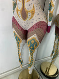 Glitter Rhinestones Women Spandex Skinny Jumpsuit High Strecht Dance Performance Nightclub Stage Glamorous Event Luxury Rompers