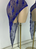 Sparkly Gold Design Evening Party Dress Luxury Rhinestones See Through Sexy Women's Clothing Mesh Stretch Birthday Dresses