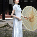 Pink Chesongam Young Girl Ao Dai Qipao New Chinese Style Dress Women Elegant Mesh Hem Vestidos Casual Outwear Hanfu Dresses