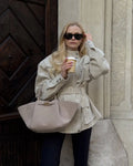 Women Oatmeal Soft Suede Stand Collar Snap Button Pocket Jackets Long Sleeve Coats Autumn Daily Office Party Chic Outerwear 2026