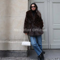 Winter Hot Brown Belted Faux Fur Coat Women Thick Warm Long Fox Fur Jacket Chic Brand Fashion Girls Furry Overcoat