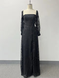 Elegant Luxury Birthday Wedding Party Maxi Dress Prom Evening Sexy  Long Sleeve Slash Neck Formal Women Ball Gown Vestidos
