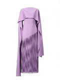 Elegant Luxury Dinners Red Maxi Dress for Women Sleeveless Cape Design Full Fringe Skirt for Fashion Parties Events