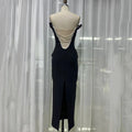 2026 New Sexy Pearl Bead Tassel Slim Long Dress Women'S Off Shoulder Straps Bodycon Maxi Dress Elegant Evening Party Gown