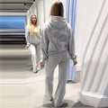 Casual Sequin Wings Hooded Sweatshirt Pant Set Women Solid Loose Full Sleeve Pullover Suit 2026 Spring Autumn Lady Daily Outfit