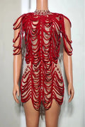 Women's In-Stock Glam Mesh Sheer Hip-Hugging Dress Gogo Show Birthday Party Evening Performance Gown Woman Dresses Elegant Party