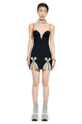 Light Luxury Exquisite Bead Rhinestone Bow Bandage Suspender Dress Women Socialite Party Banquet Stage Performance Gown Vestidos
