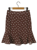 Casual Coffee Polka Dot Two Piece Set for Women Lace Trim Cami Sheer Mesh Ruffled Midi Skirt Set for Vintage Dates
