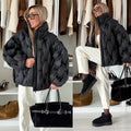 Women Casual Short Padded Puffer Coat Stand Collar Zipper Closure Elastic Cuff Quilted Loose Jacket 2026 Winter Street Outerwear