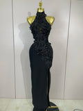 Sexy Hollow Out Sleeveless 3D Flower Red Bodycon Long Bandage Dress Women Evening Party Birthday Elegant Wedding Guest Clothing
