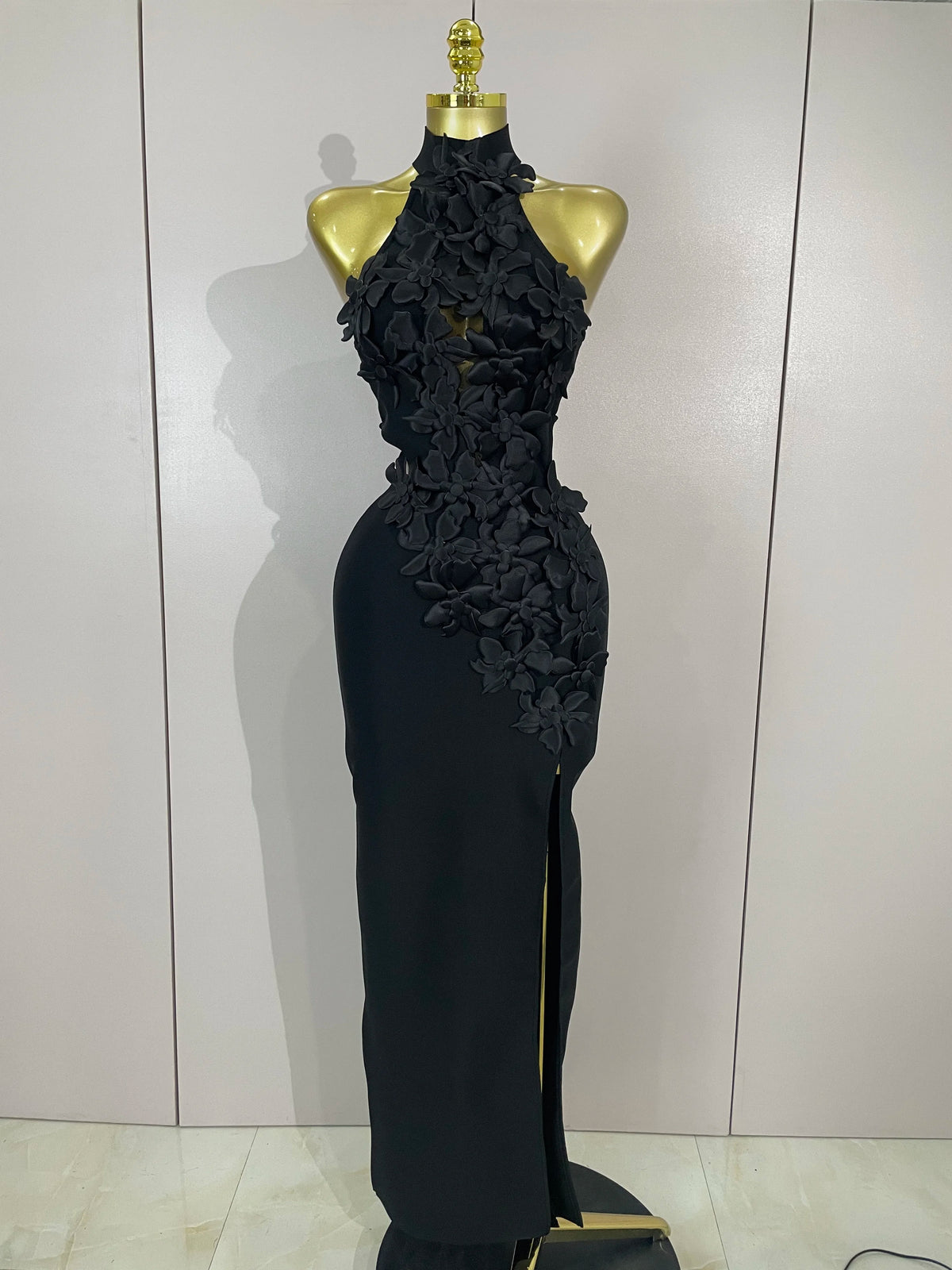 Sexy Hollow Out Sleeveless 3D Flower Red Bodycon Long Bandage Dress Women Evening Party Birthday Elegant Wedding Guest Clothing
