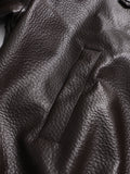 French Retro Pu Leather Jacket for Women Stand Collar Long Sleeve Patchwork Button Temperament Loose Coat Female