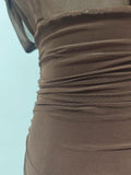 Solid Slimming Spliced Folds Dress for Women O Neck Sleeveless Elegant Temperament Dresses Female Summer Fashion
