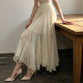 Solid Oversized Hemline Pleated Mesh Skirt Women High Waist Long Maxi Skirt Spring Summer Party Women'S Clothing
