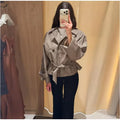 Vintage Plaid Belted Jackets Women Slim Full Sleeves Double-breasted Lapel Cropped Coats 2026 New Ladies Autumn Fashion Outwear