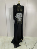 Luxury Elegant Birthday Party Prom Sparkly Diamonds Long Sleeves Mesh See-Through Maxi Abaya Women Evening Wedding Guest Gowns