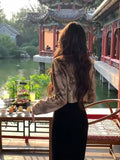 Olive Girl Dramatic Jacquard Set for Garden Wedding 2026 Fairycore Photoshoot Everyday Wear Jacquard S-XL XS-3XL Plus Size Dramatic Silhouette Romantic Garden Party Editorial Not Costume Jacquard Set Chinese Set Chinese Heritage Fashion Women