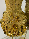 Sparkly Sequins Diamonds Women Sexy Mesh Strapless Short Sleeveless Gold Party Nightclub Performance Costume Stage Wear