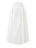 Beach Holiday Skirt Suit for Women Folds Tube Top High Waist Spliced Lace Long Skirt White Two Piece Set Female New