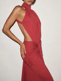 Solid Loose Spliced Folds Chic Dress for Women Halter Sleeveless Sexy Temperament Dresses Female Summer Fashion New