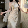 Olive Girl Red Embroidered Qipao for Ren Faire 2026 Garden Wedding Fairycore Photoshoot Everyday Wear S-XXL XS-3XL Plus Size Embroidered Romantic Garden Party Editorial Not Costume Qipao Cheongsam Chinese Dress Chinese Heritage Fashion Women