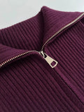 Solid Minimalist Basics Vest for Women Lapel Sleeveless Patchwork Double Zipper Slim Casual Knitted Tank Top Female