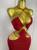 Women Sexy Halter Hollow Out Sleeveless Black Red Bodycon Long Bandage Dress Celebate Prom Elegant Luxury Birthday Club Dress