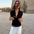 Halter Neck Backless Sexy Vest Women's Summer Slim Strappy Fashion Elasticity V-Neck Vest Solid Vacation Party Female Top