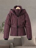 Ski Parkas Coat Jacket Women Zipper Belts Thicken 2025 Winter Skiing Cotton Lapel Snow Female Skiwear Outdoor Street Outwear Top