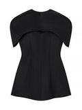 Solid Three Piece Set for Women Square Collar Sleeveless Top with Shawl Sheer Mesh Long Skirt Sexy Outfit Female