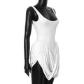 Irregular Plunge Square Collar Suspender Dress For Women Solid Color Sleeveless Backless Summer Clubs Party Ruched Dress