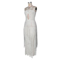 2026 Sexy Hollow Out Kintting Long Dress See Through Crochet Lace-up Bandage Fringed Tube Dress Women Beachwear Vestidos