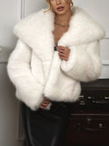 Women Fur Coat Women 2026 Plush White Bomber Jacket Solid Crop Long Sleeve Jacket Warm Winter Coats Female Casual Fur