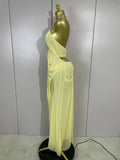 Elegant Luxury Chain Sexy Mesh See Through Halter Low-Neck Backless Sleeveless Long Dress Women Club Party Prom  Holiday Dresses