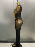 Sexy Sparkly Diamonds Sleeveless See-Through Long Dress Women Birthday Celebrate Evening Party Photo Shoot Stage Costume